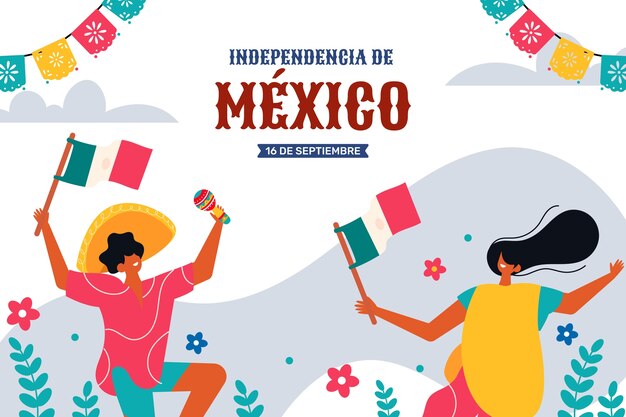 Fondo plano para la celebración de la independencia de méxico