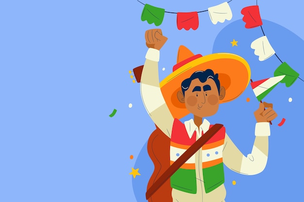 Vector gratuito fondo plano para la celebración de la independencia de méxico