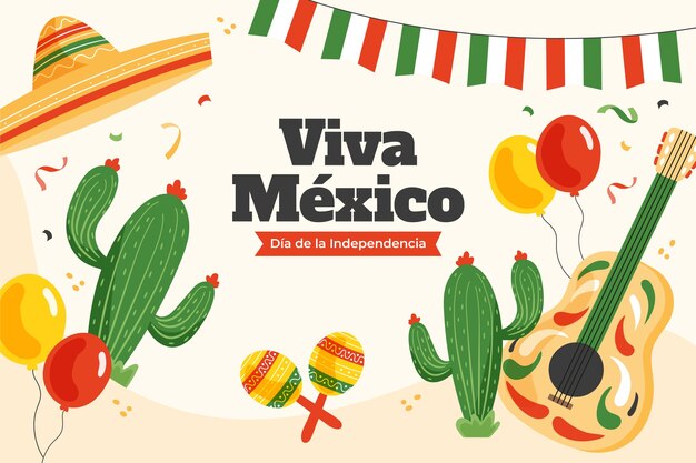 Fondo plano para la celebración de la independencia de méxico