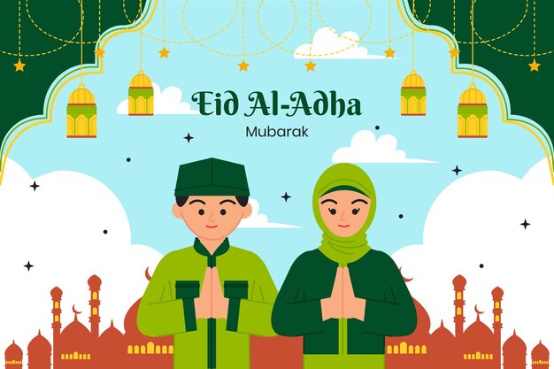 Fondo plano para la celebración islámica de eid al-adha
