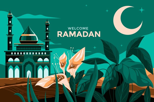 Fondo plano para la celebración islámica del Ramadán.