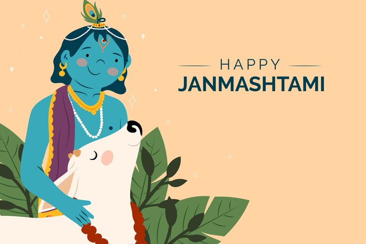 Vector gratuito fondo plano para la celebración de janmashtami