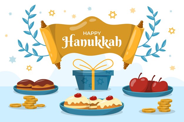 Fondo plano para la celebración judía de hanukkah