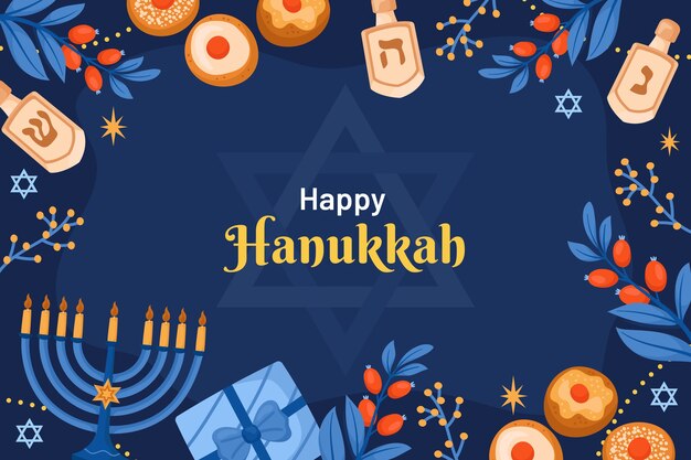 Fondo plano para la celebración judía de Hanukkah