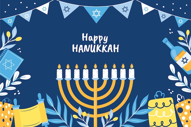 Fondo plano para la celebración judía de Hanukkah