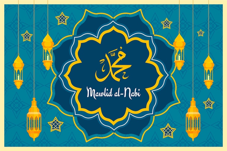 Vector gratuito fondo plano para la celebración de mawlid al-nabi