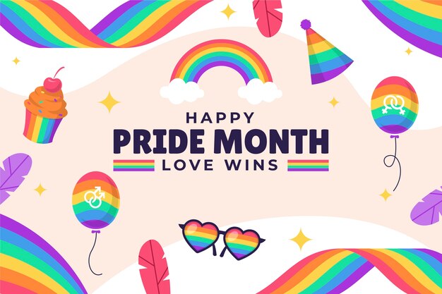 Fondo plano para la celebración del mes del orgullo LGBTQI