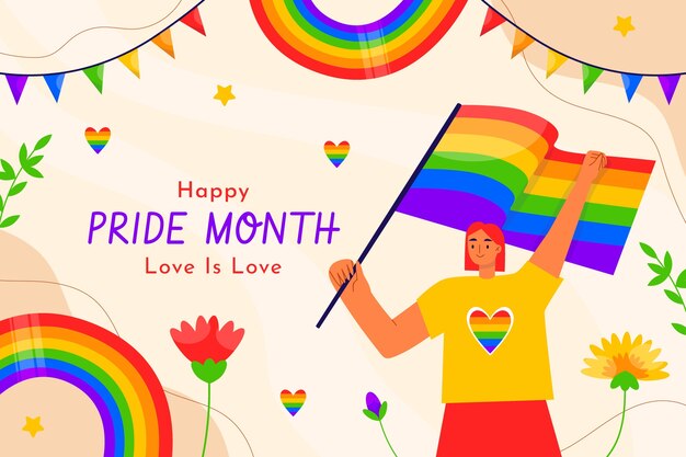 Fondo plano para la celebración del mes del orgullo