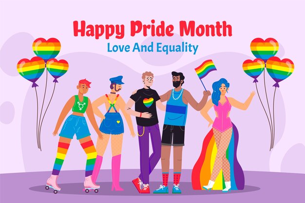 Fondo plano para la celebración del mes del orgullo