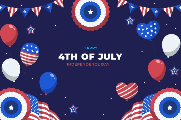 Fondo plano para la celebración navideña del 4 de julio estadounidense