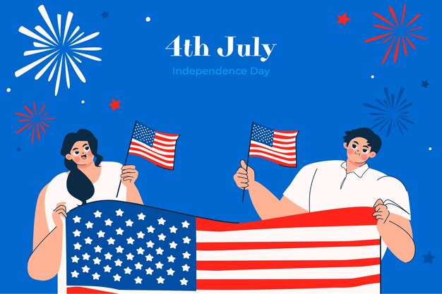 Fondo plano para la celebración navideña del 4 de julio estadounidense