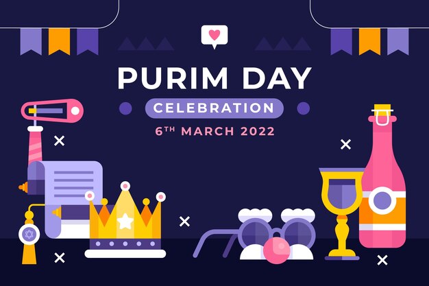 Fondo plano de celebración navideña de purim