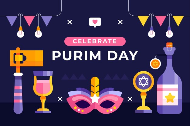 Fondo plano de celebración navideña de purim