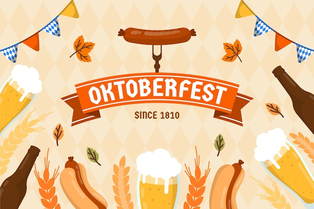 Vector gratuito fondo plano para la celebración del oktoberfest