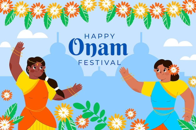 Vector gratuito fondo plano para la celebración de onam