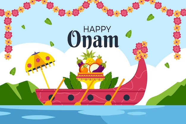 Vector gratuito fondo plano para la celebración de onam