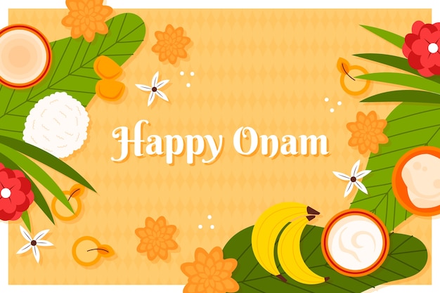 Vector gratuito fondo plano para la celebración de onam