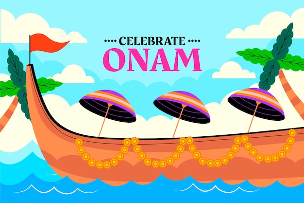 Vector gratuito fondo plano para la celebración de onam