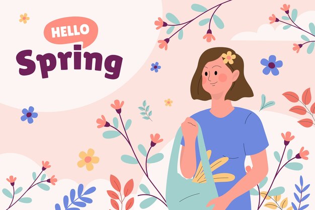 Fondo plano de celebración de primavera