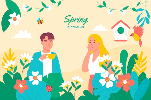 Vector gratuito fondo plano de celebración de primavera