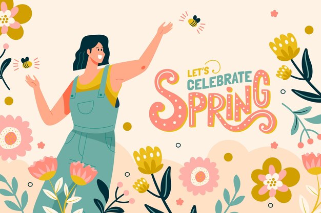 Fondo plano de celebración de primavera