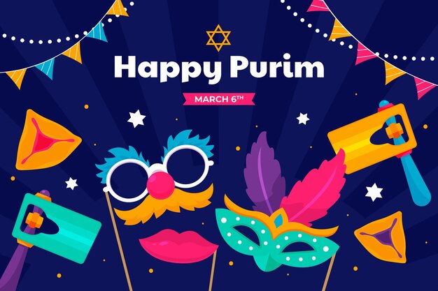 Fondo plano para la celebración de purim