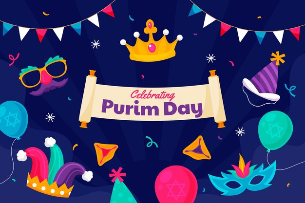 Fondo plano para la celebración de purim