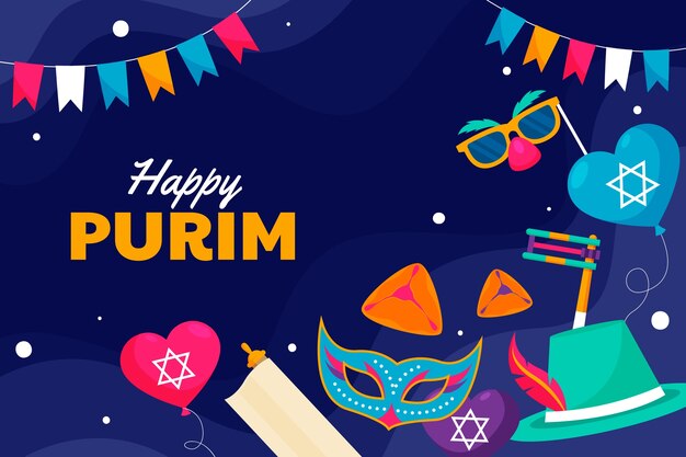 Fondo plano para la celebración de purim