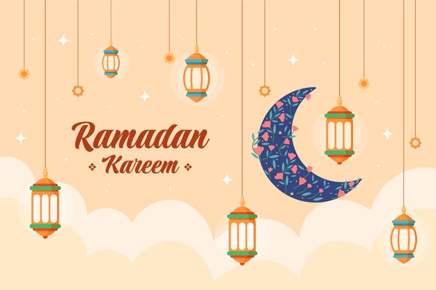 Fondo plano para la celebración del ramadán islámico
