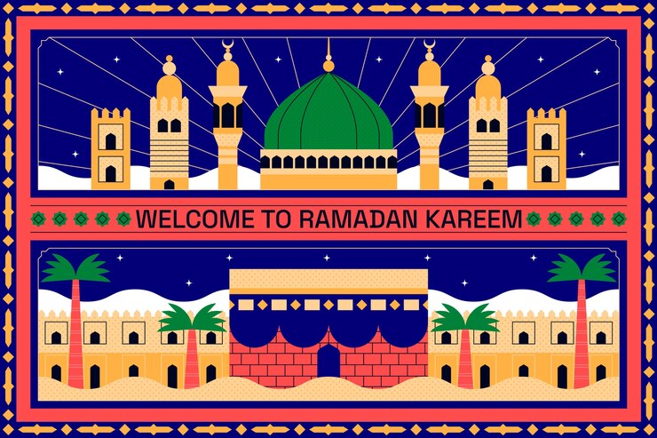 Vector gratuito fondo plano para la celebración del ramadán islámico