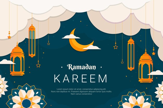 Fondo plano de celebración de ramadán