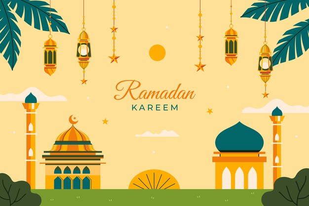 Fondo plano de celebración de ramadán