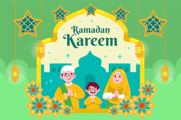 Vector gratuito fondo plano de celebración de ramadán