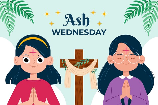 Fondo plano para la celebración religiosa del miércoles de ceniza