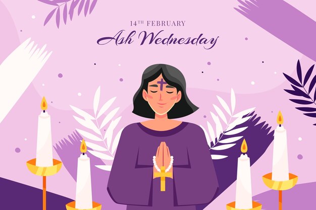 Fondo plano para la celebración religiosa del miércoles de ceniza