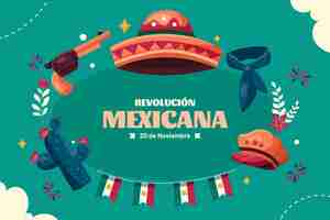 Vector gratuito fondo plano para la celebración de la revolución mexicana