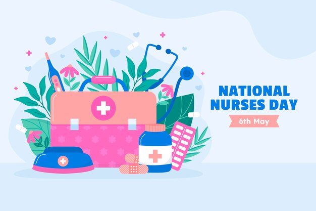 Vector gratuito fondo plano para la celebración de la semana nacional de las enfermeras