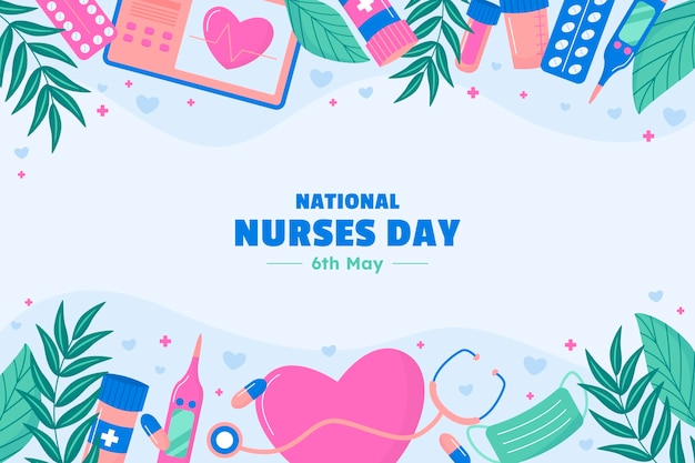 Fondo plano para la celebración de la Semana Nacional de las Enfermeras