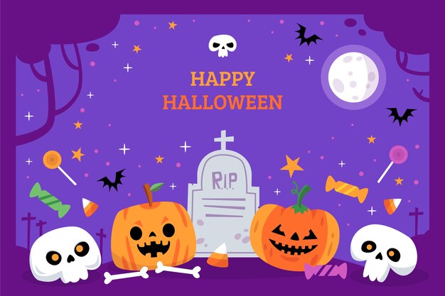 Vector gratuito fondo plano para la celebración de la temporada de halloween