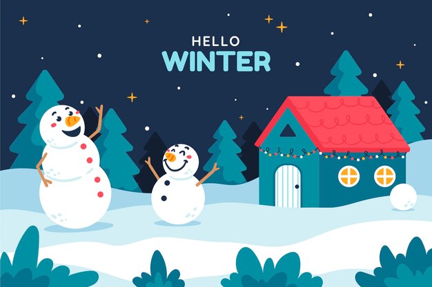 Fondo plano de celebración de temporada de invierno