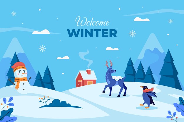 Fondo plano de celebración de temporada de invierno