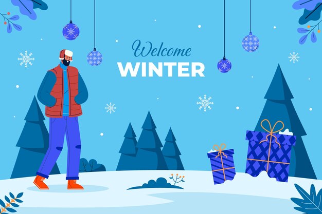 Fondo plano de celebración de temporada de invierno