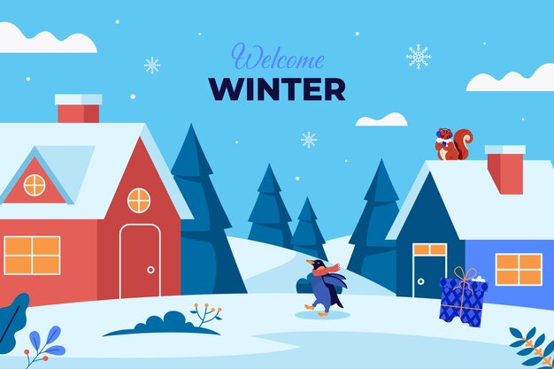 Fondo plano de celebración de temporada de invierno