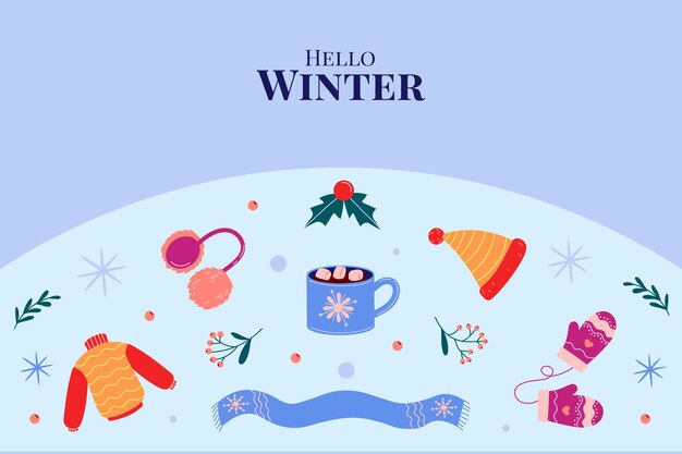 Fondo plano de celebración de temporada de invierno