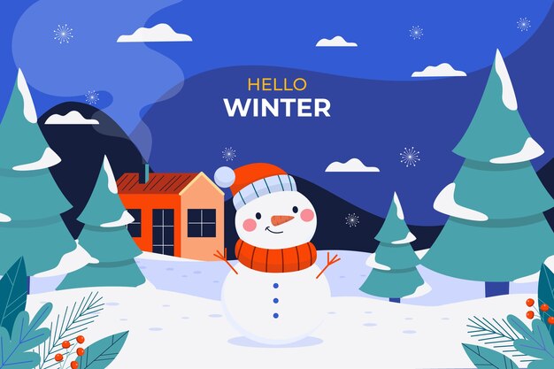 Fondo plano para la celebración de la temporada de invierno.