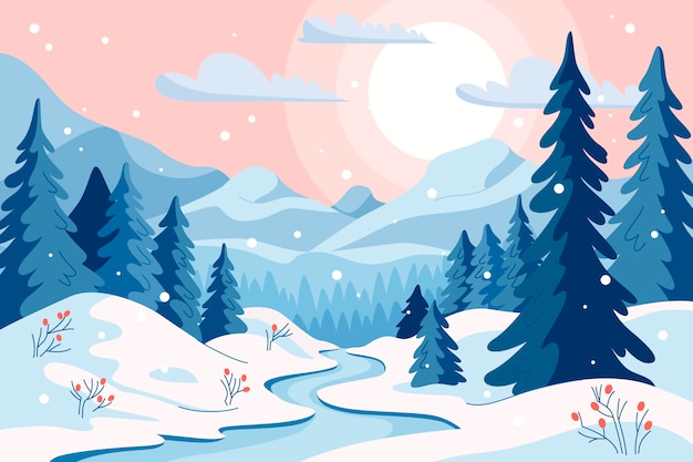 Fondo plano para la celebración de la temporada de invierno.