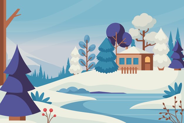 Fondo plano para la celebración de la temporada de invierno.