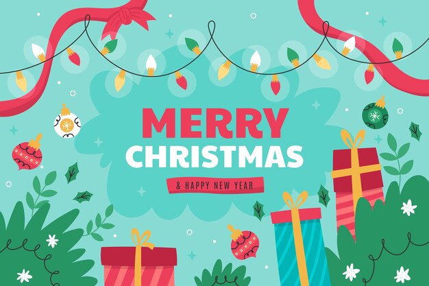 Fondo plano de celebración de temporada de navidad