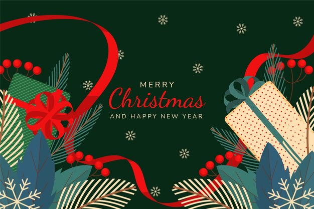Fondo plano de celebración de temporada de navidad