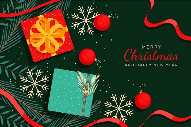 Fondo plano de celebración de temporada de navidad